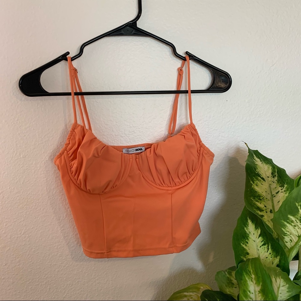 Orange bustier crop top